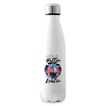 La vie est plus belle sur l’eau - Voilier - Bouteille isotherme - blanc - Droite