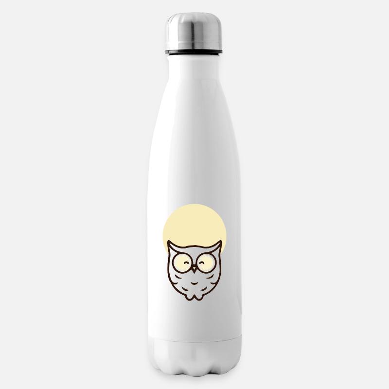 Minimalistische Eule – Schlicht & Elegant - Isolierflasche - Weiß