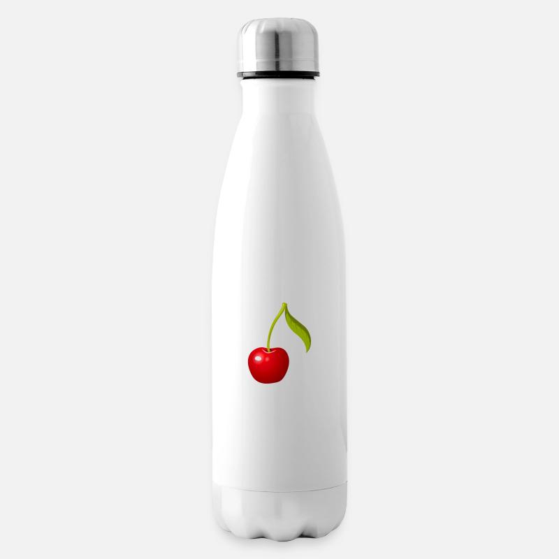 Kirsche - Isolierflasche - Weiß