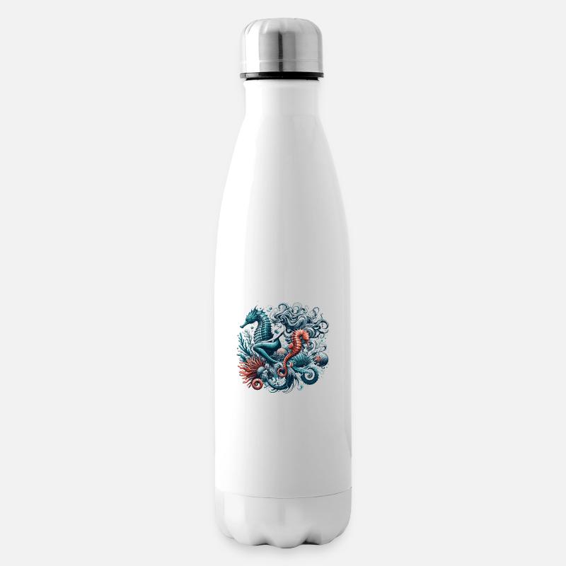 Meerjungfrau Nixe Seepferdchen Geschenk - Isolierflasche - Weiß
