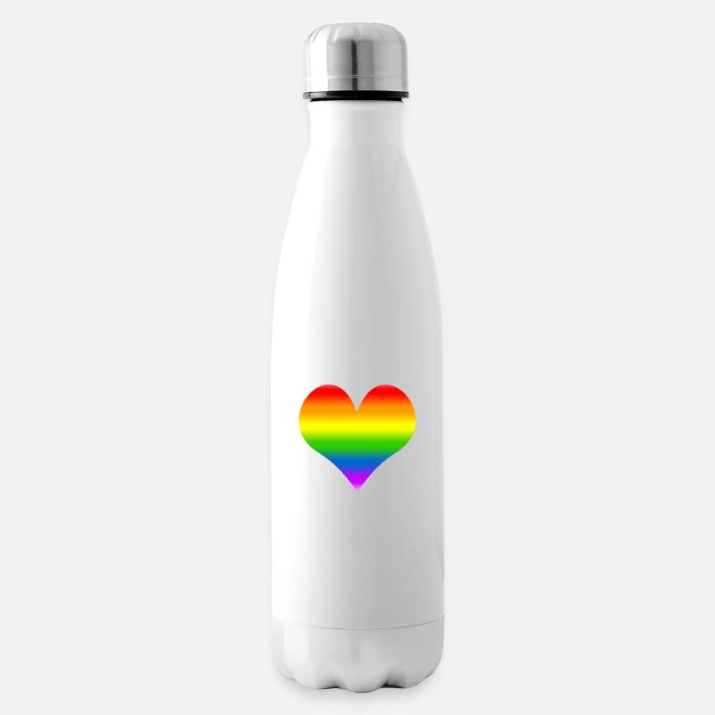 Rainbow heart - Insulated Water Bottle - white