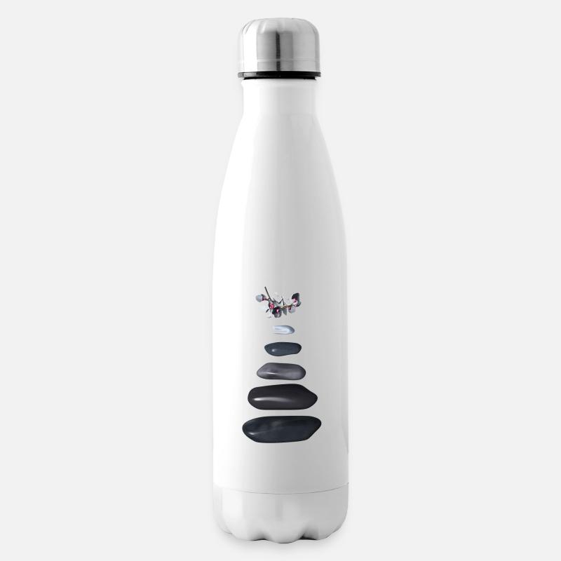 Galets et orchidées zen - Bouteille isotherme - blanc