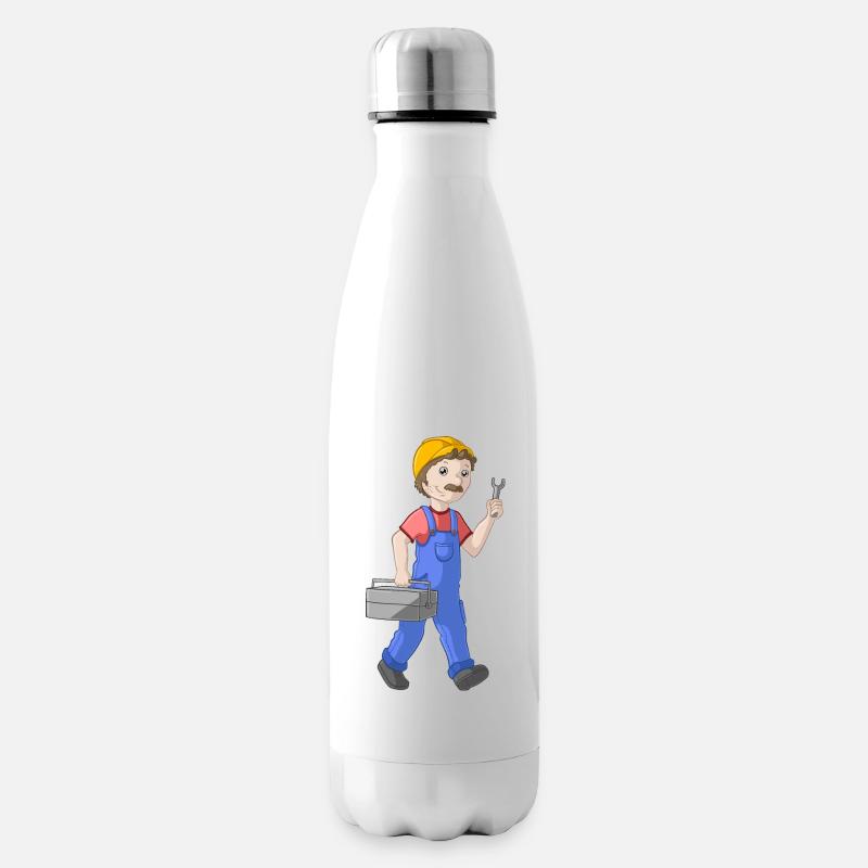 Comic Handwerker - Isolierflasche - Weiß