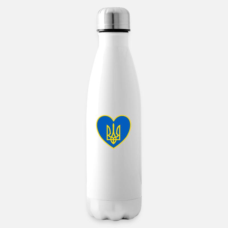 Ukraine Wappen Herz - Isolierflasche - Weiß