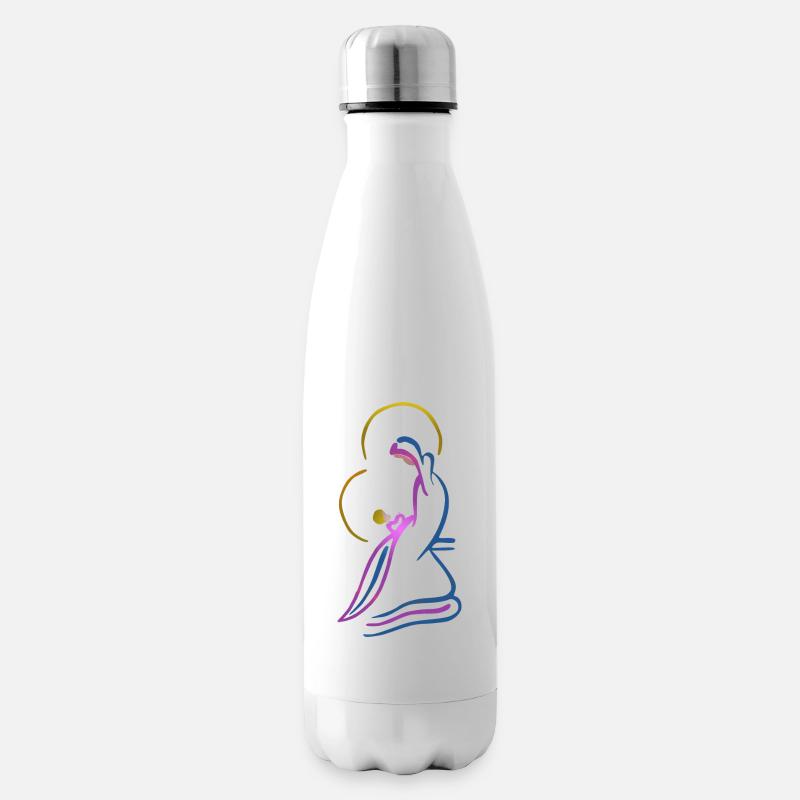 Jungfrau Maria und Jesuskind, dunkles Design - Isolierflasche - Weiß