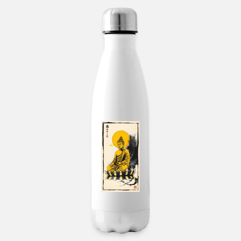 Sitting Golden Buddha - Isolierflasche - Weiß