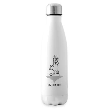 Aw people - Cat flees up the wall - fear - Insulated Water Bottle - white - Right