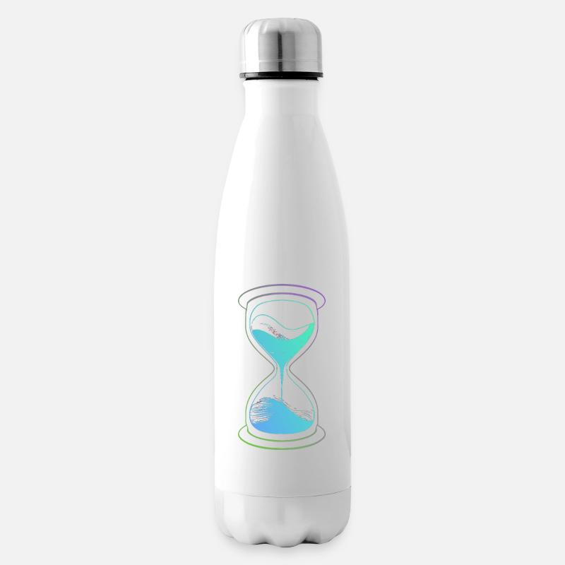 Sanduhr-Neon-Zeit - Isolierflasche - Weiß