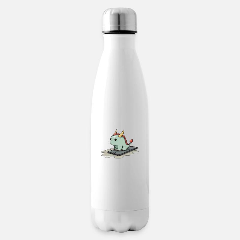cute mythical creature on an iphone - Isolierflasche - Weiß