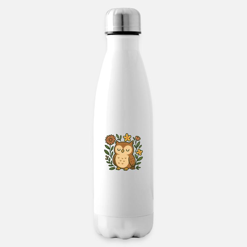 süße Eule - Isolierflasche - Weiß