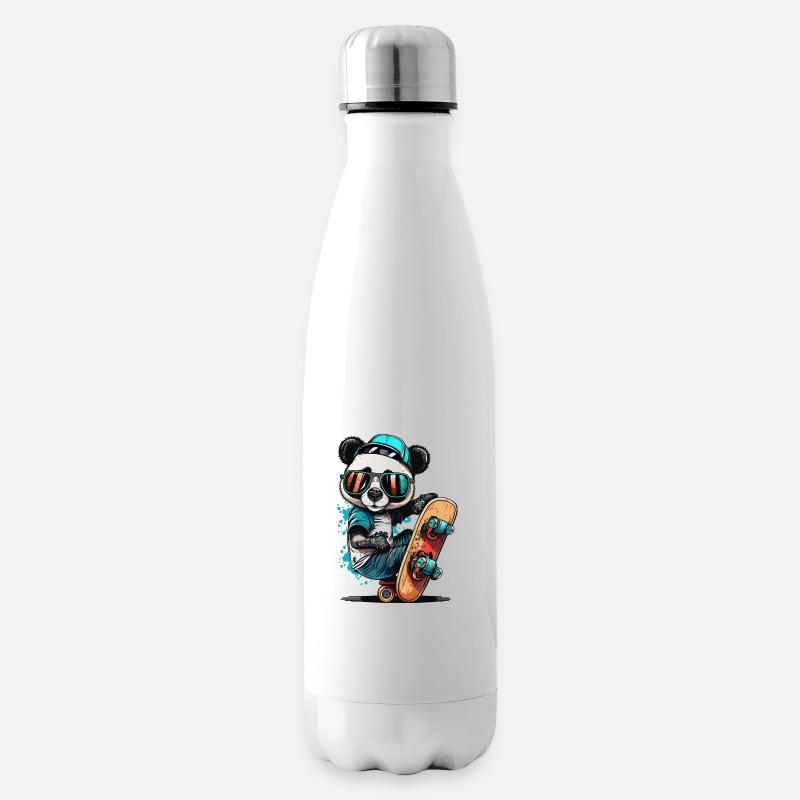 Pandas Skateboard - Bouteille isotherme - blanc