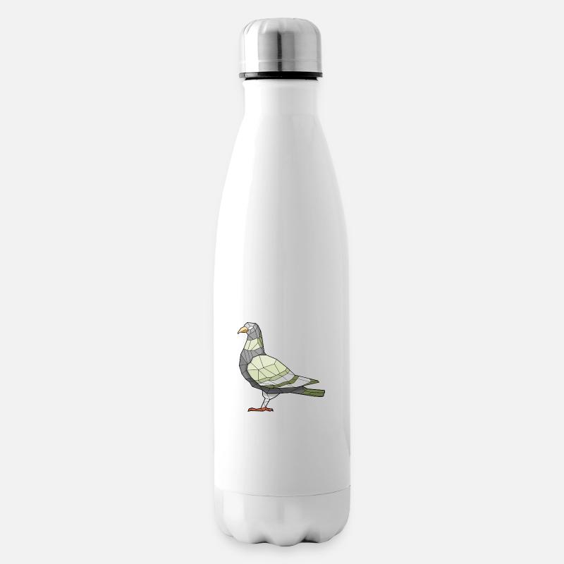 Taube Geometrisch Vogel - Isolierflasche - Weiß