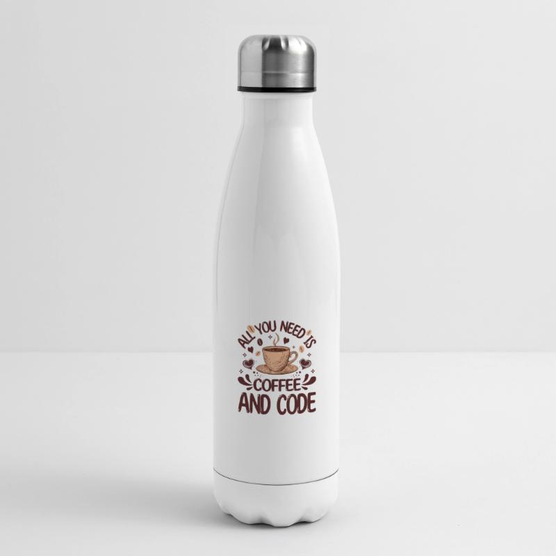 All You Need Is Coffee And Code Funny Programmer Insulated Water Bottle