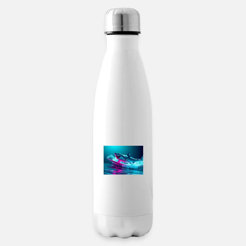 Neon Shark Sprinter Design - Insulated Water Bottle - white