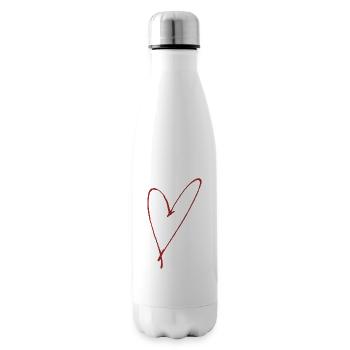 Coeur dessiné - Bouteille isotherme - blanc - Droite