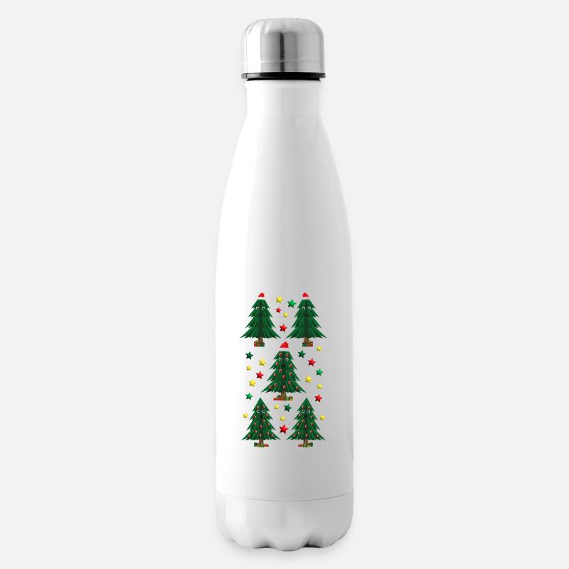 5.Weihnachtstannen mit Weihnachtssternen. - Isolierflasche - Weiß