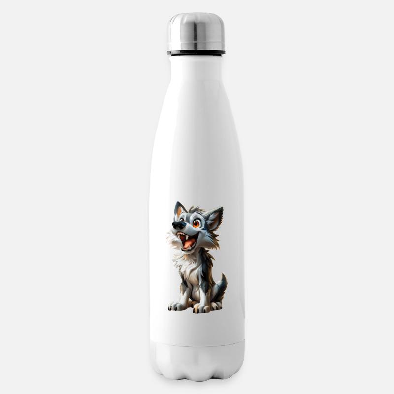 Grey Wolf #lovely toons - Isolierflasche - Weiß
