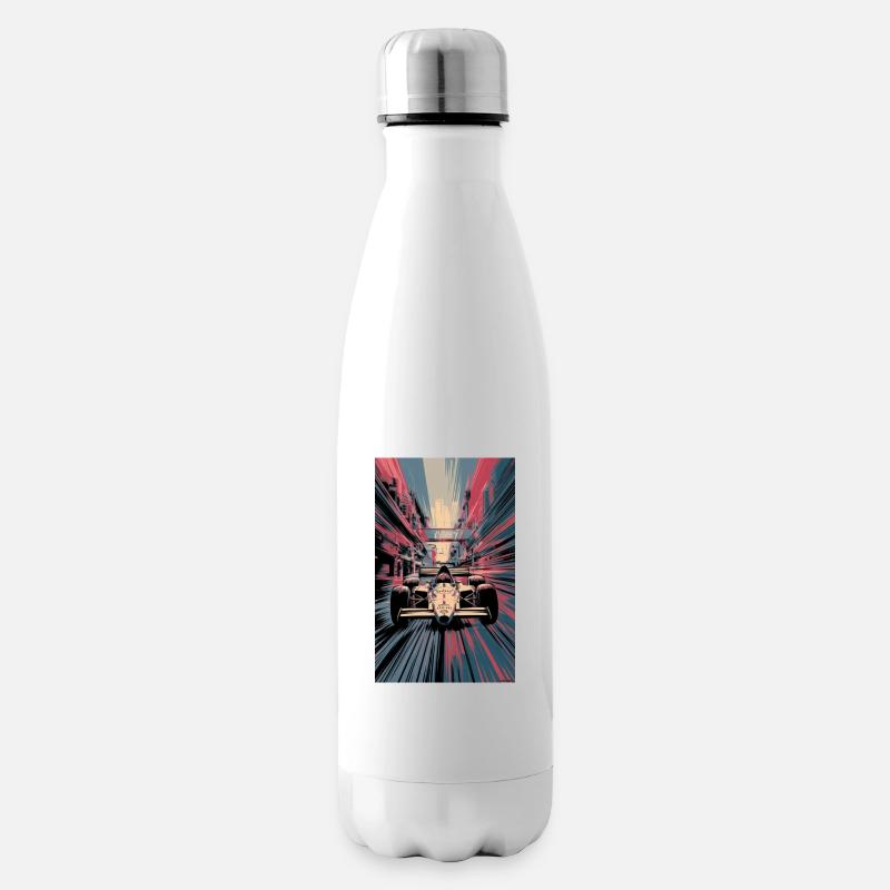 Rennauto - Isolierflasche - Weiß