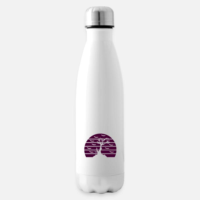 Halloween - Baum - Fledermäuse - Isolierflasche - Weiß