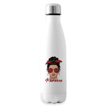 Moroccan Girl Woman Flag Morocco - Insulated Water Bottle - white - Right