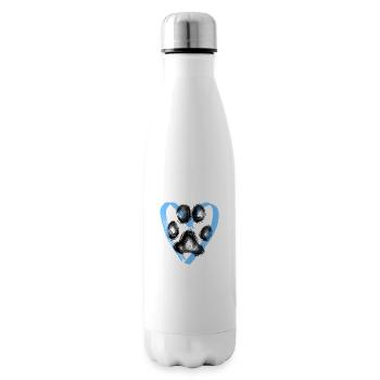 Paw print with heart, blue - Insulated Water Bottle - white - Right