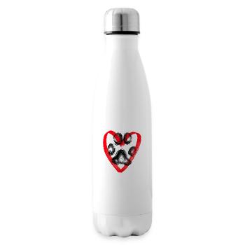 Paw print with heart, red - Insulated Water Bottle - white - Right