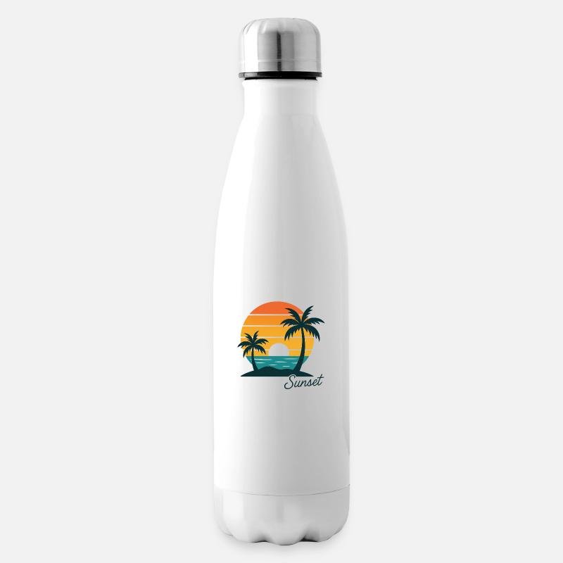 Retro Sunset Escape - Insulated Water Bottle - white