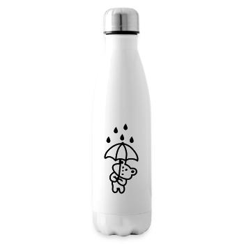 Bär im Regen - Line - Isolierflasche - Weiß - Rechts