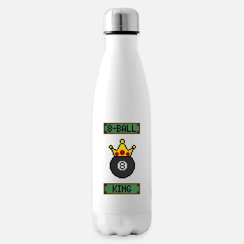 Retro 8-Bit 8-Ball King - Bouteille isotherme - blanc