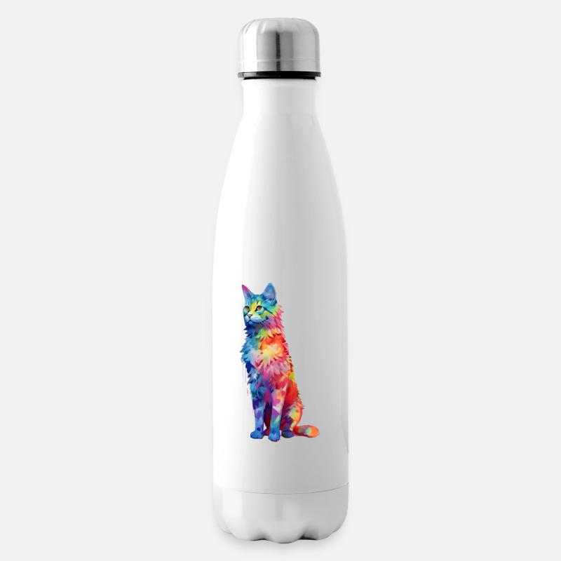 Colored beautiful Cat in different color pattern - Insulated Water Bottle - white