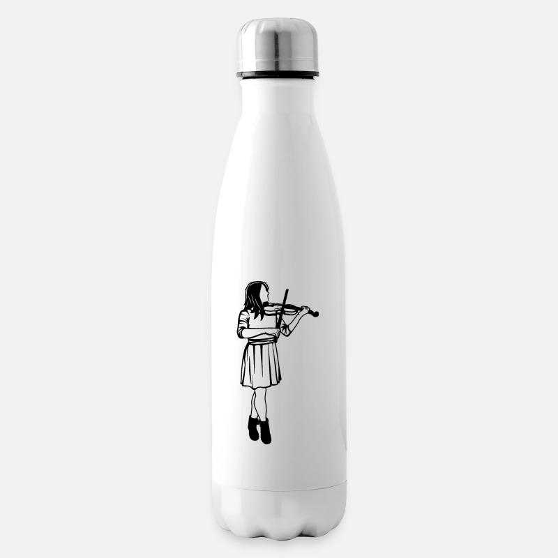 Violine Mädchen Skizze - Isolierflasche - Weiß