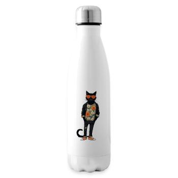 Coole Katze - Isolierflasche - Weiß - Rechts