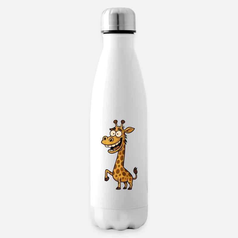 Lustiger Cartoon Giraffe Comic Design - Isolierflasche - Weiß