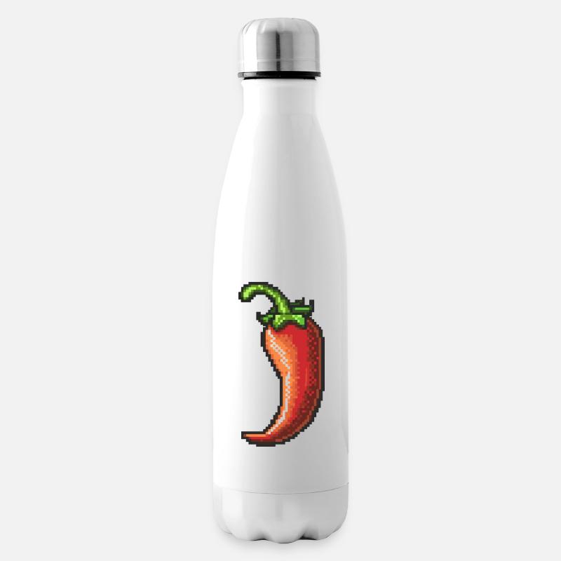Pixel Chili Pepper Retro Glanz - Isolierflasche - Weiß