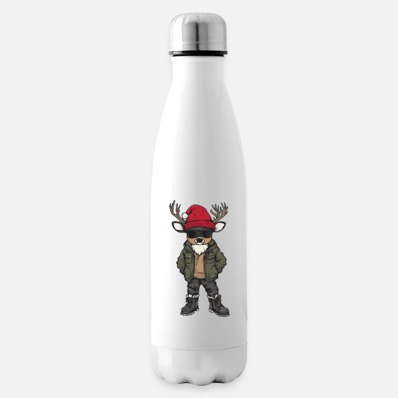 Hirsch Weihnachten Winter - Isolierflasche - Weiß