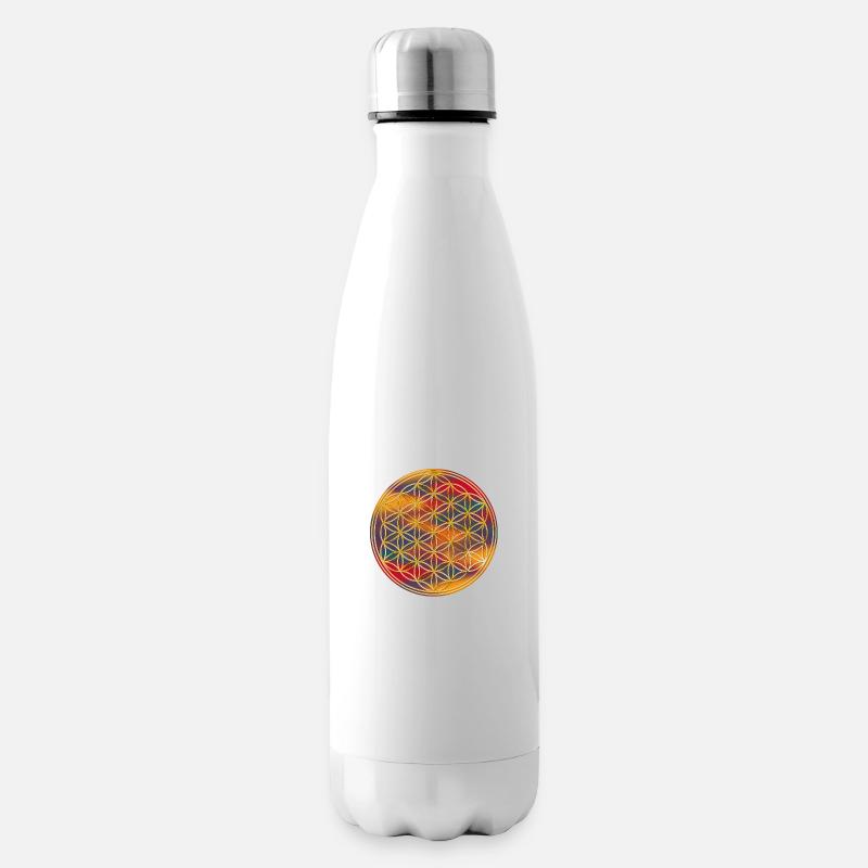 Fleur de vie | Fleur de vie | Or coloré 2 - Bouteille isotherme - blanc