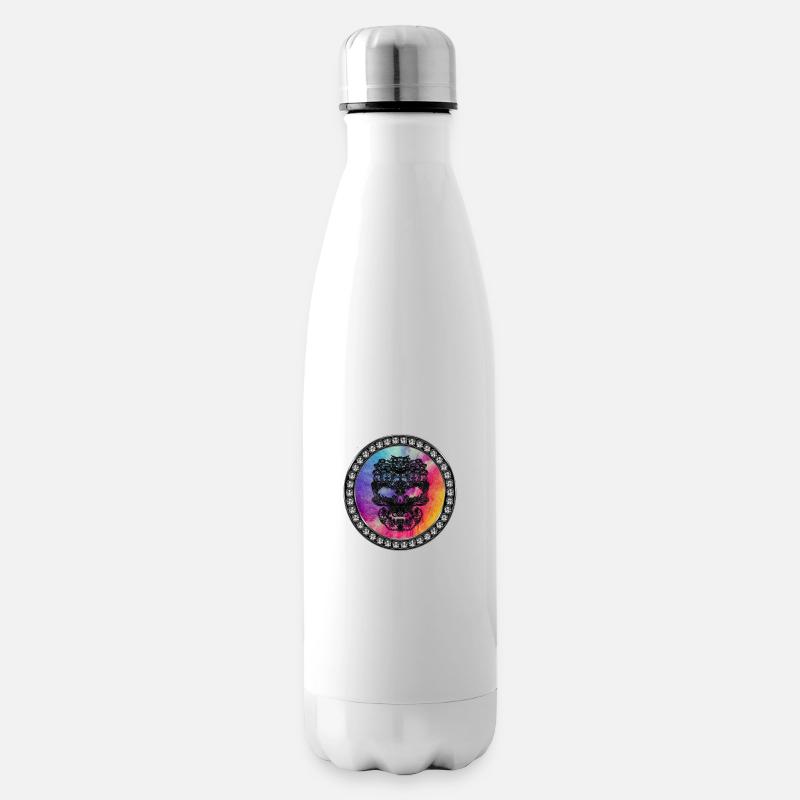 Glitzer Totenkopf - Isolierflasche - Weiß