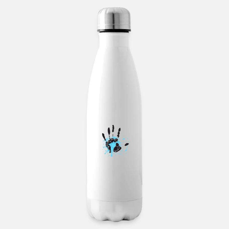 Blauer Hand großen - Isolierflasche - Weiß