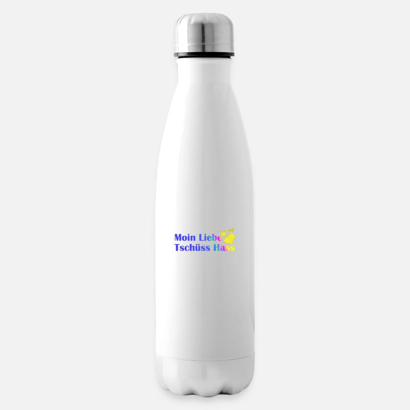 Moin Liebe, Tschüss Hass Herz romantisch Geschenk - Isolierflasche - Weiß