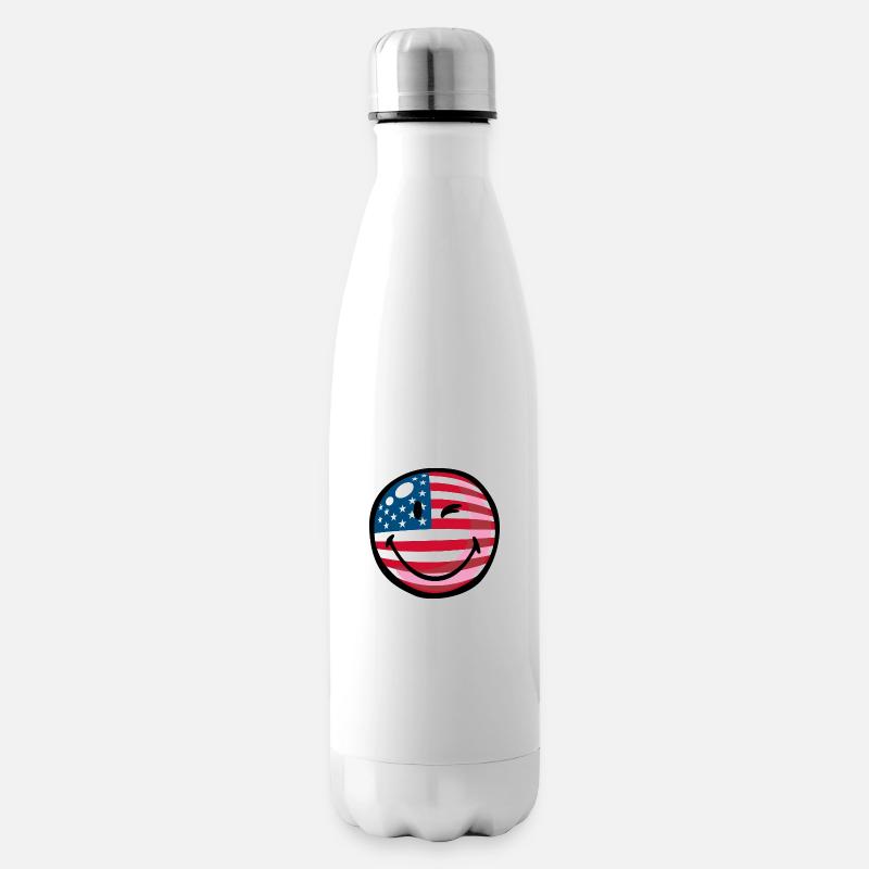 Smiley USA - Isolierflasche - Weiß