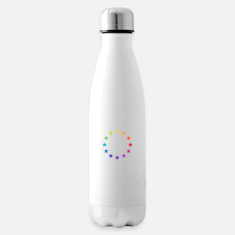 Europa bunt, Regenbogen Sterne, EU, Europe rainbow - Isolierflasche - Weiß