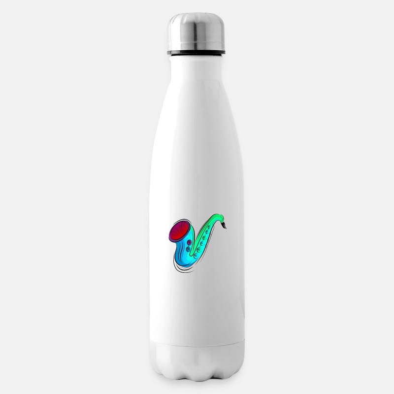 buntes Saxofon / Saxofon - Isolierflasche - Weiß