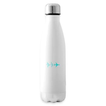 Flugzeug Pilot Herzschlag Wasserblau - Isolierflasche - Weiß - Rechts