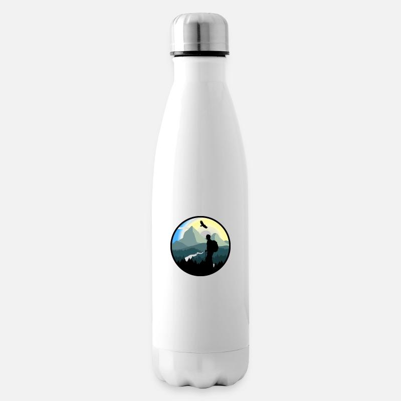 Berge, Wandern, Wildnis - Mann - Isolierflasche - Weiß