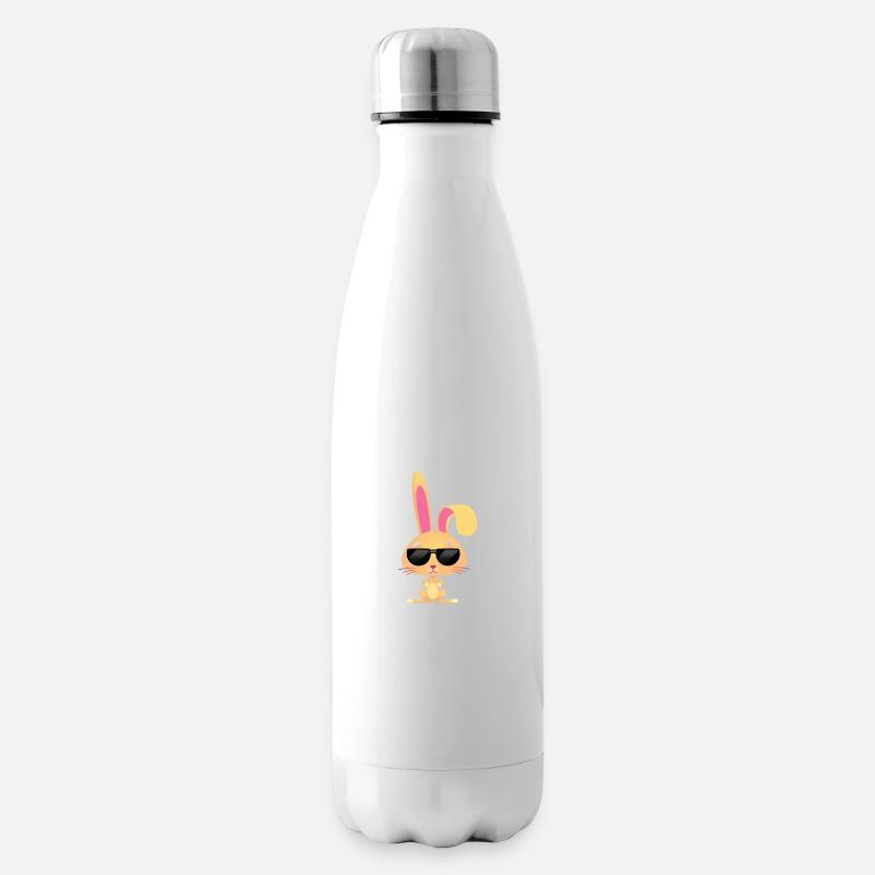 cooler, süßer Hase mit Sonnenbrille - Isolierflasche - Weiß