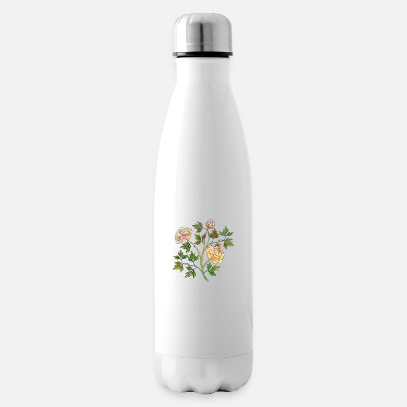 Blumen - Isolierflasche - Weiß