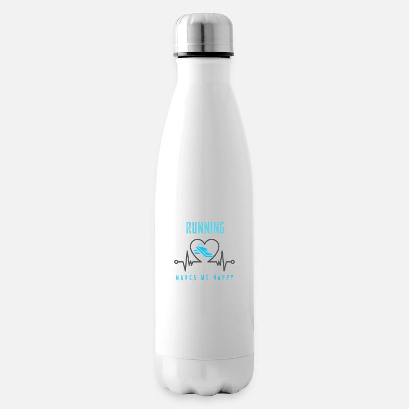 La course rend heureux coureur runner rythme cardiaque - Bouteille isotherme - blanc