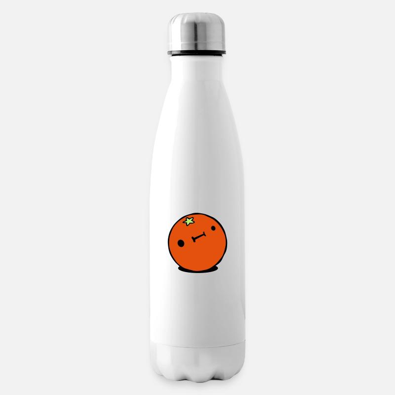 Niedlich Kawaii Orange Zitrusfrucht Derp Gesicht - Isolierflasche - Weiß