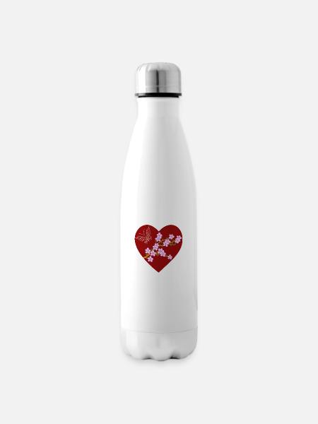Schmetterling Kirschblüte - Isolierflasche - Weiß