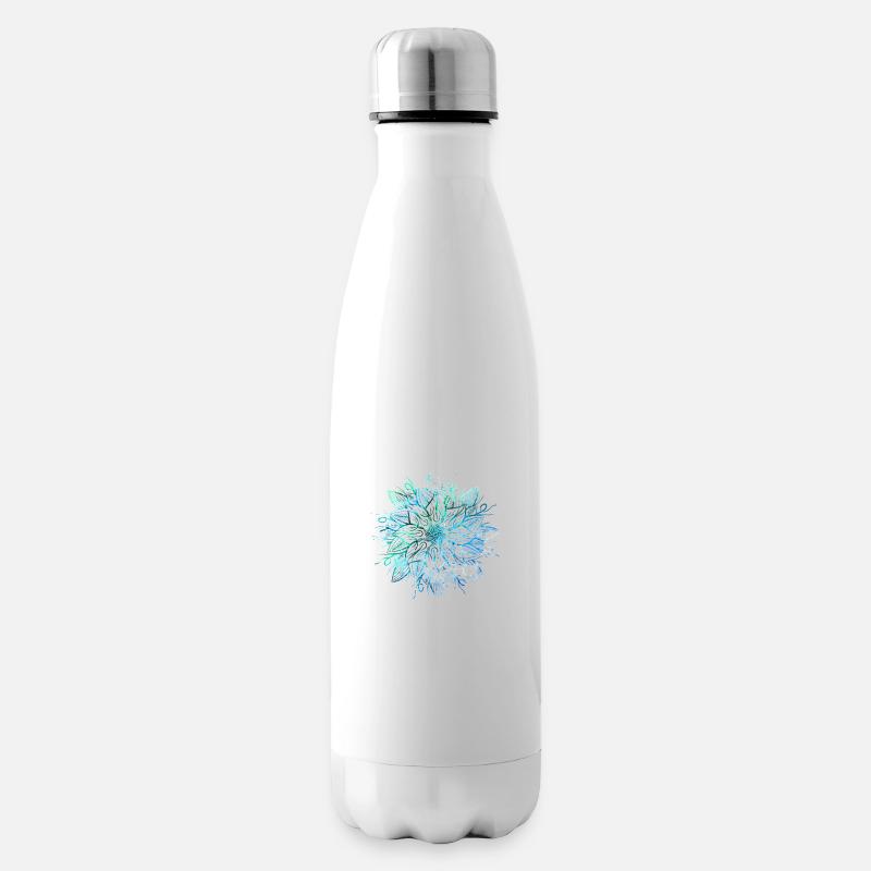 Mandala - Blau - Isolierflasche - Weiß